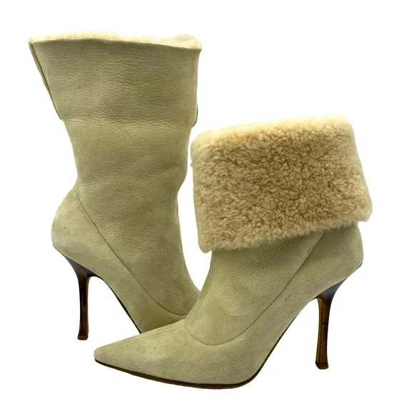 EUC JIMMY CHOO SHEARLING BOOTIES - Picture 2 of 8
